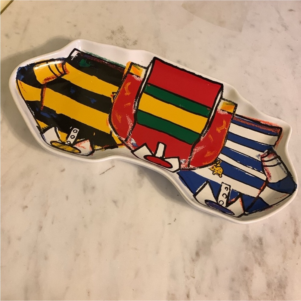 Rowing Blazers LIMITED EDITION Rugby Stripe Shirts Ceramic Stoneware Tray - Picture 9 of 12